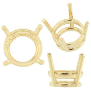 14K Yellow Gold Round Wire Basket Setting Mounting 4 Prong Metal Mold