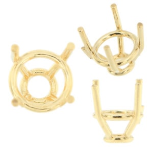 14K Yellow Gold Tapered Round Wire Basket Setting Mounting 4 Prong