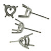 14k White Gold Heart Shape Stud Earring Mounting Setting Push Back Post 4 Prong