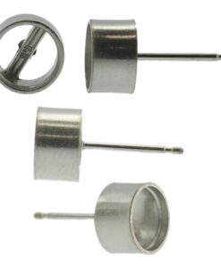 14k White Gold 6-Prong Round Stud Earring Mounting Setting - Push Back Post