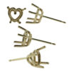 14k Yellow Gold Heart Shape Stud Earring Mounting Setting Push Back Post 4 Prong