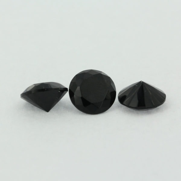 Loose Round Cut Black Onyx CZ Gemstone Faceted Cubic Zirconia Group