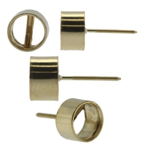 14k Yellow Gold Round Bezel Stud Earring Mounting Setting Screw Back Post
