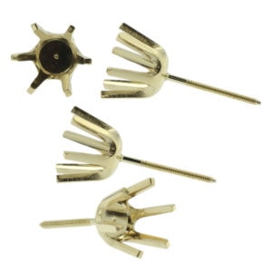 14k Yellow Gold Round Stud Earring Mounting Setting Screw Back Post 6 Prong