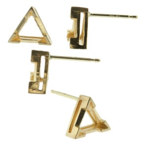 14k Yellow Gold V-End Triangle Stud Earring Mounting Setting Push Back Post