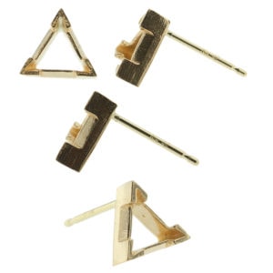 14k Yellow Gold V-End Triangle Stud Earring Mounting Setting Push Back Post