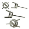 Platinum Round Stud Earring Mounting Setting Push Back Post 4 Prong