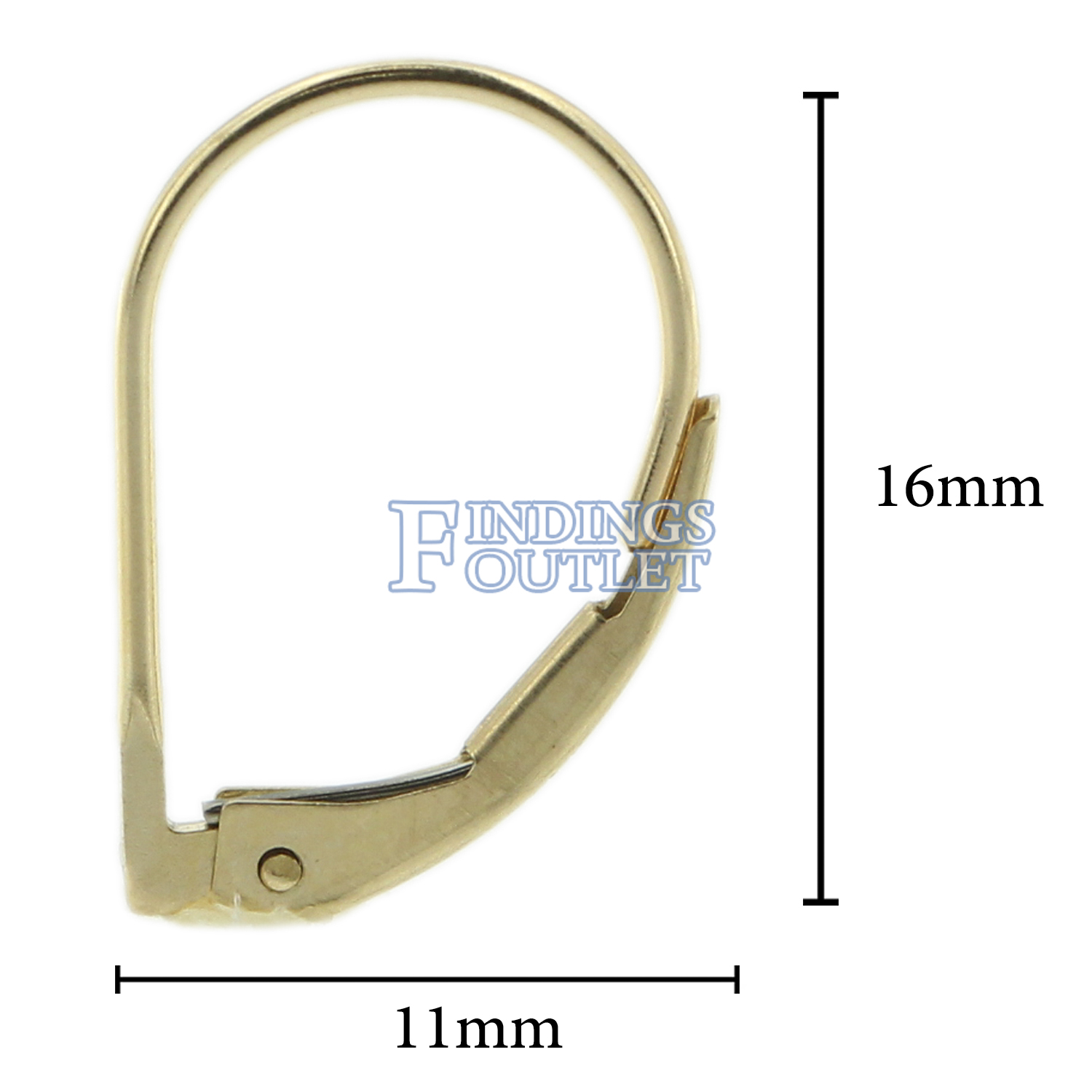 14K Gold Plain Lever Back Wire with Closed Ring