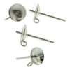 14k White Gold Pearl Cup Stud Earring Mounting Setting Push Back Post With Ring