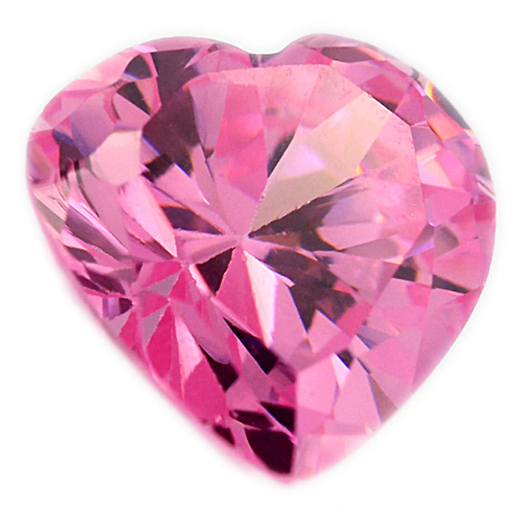 Loose Heart Shape Pink CZ Gemstone Cubic Zirconia October Birthstone