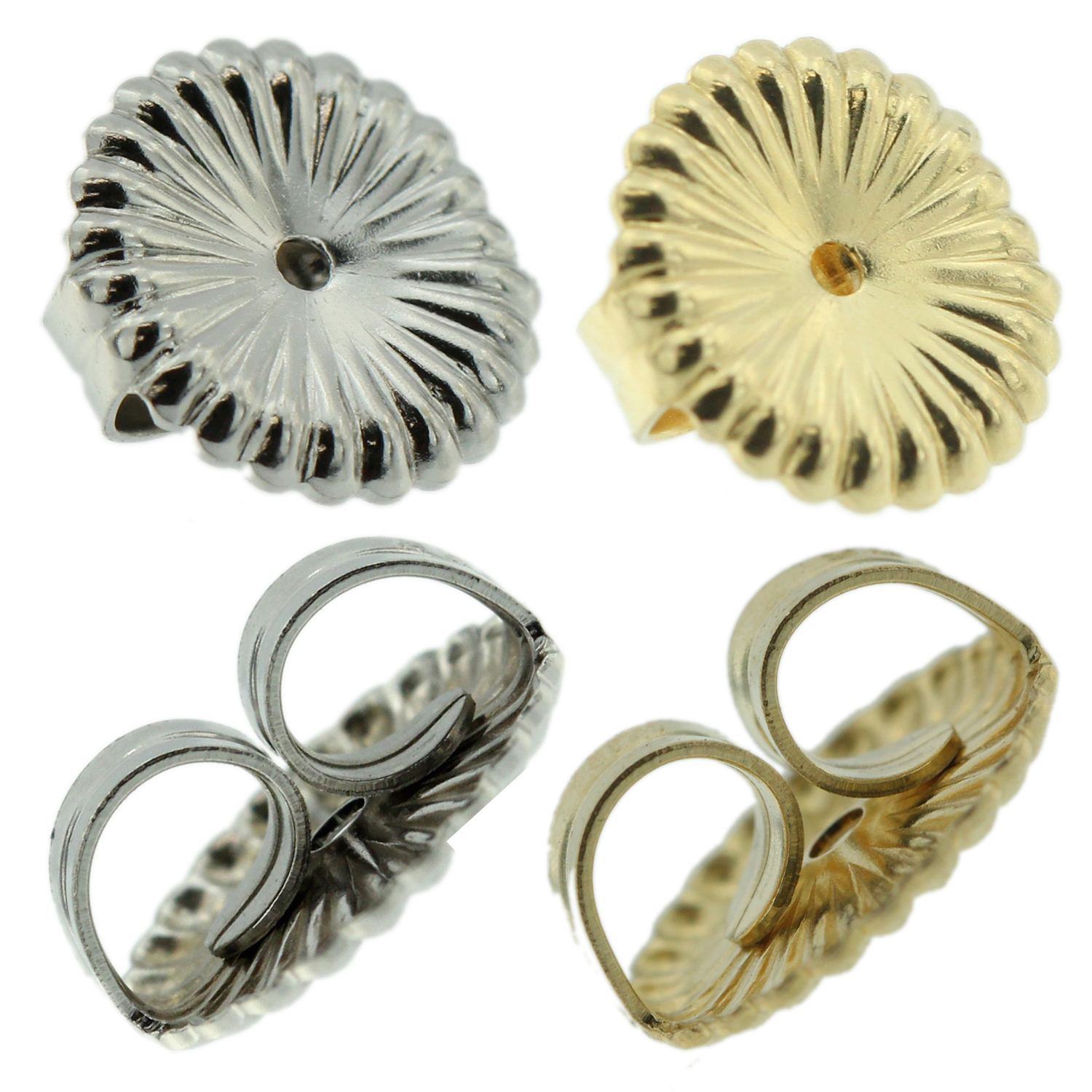 14K Solid White & Yellow Gold Replacement Single Screw Back for Stud Earrings 