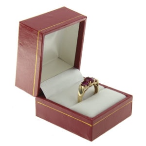 Red Leather Classic Ring Box Display Jewelry Gift Box