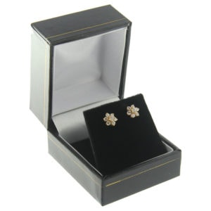 Black Leather Classic Earring Box Display Jewelry Gift Box