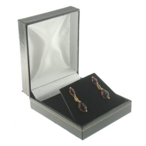 Black Leather Classic Earring Pendant Box Display Jewelry Gift Box