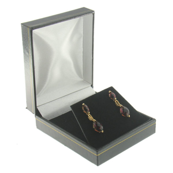 Black Leather Classic Earring Pendant Box Display Jewelry Gift Box