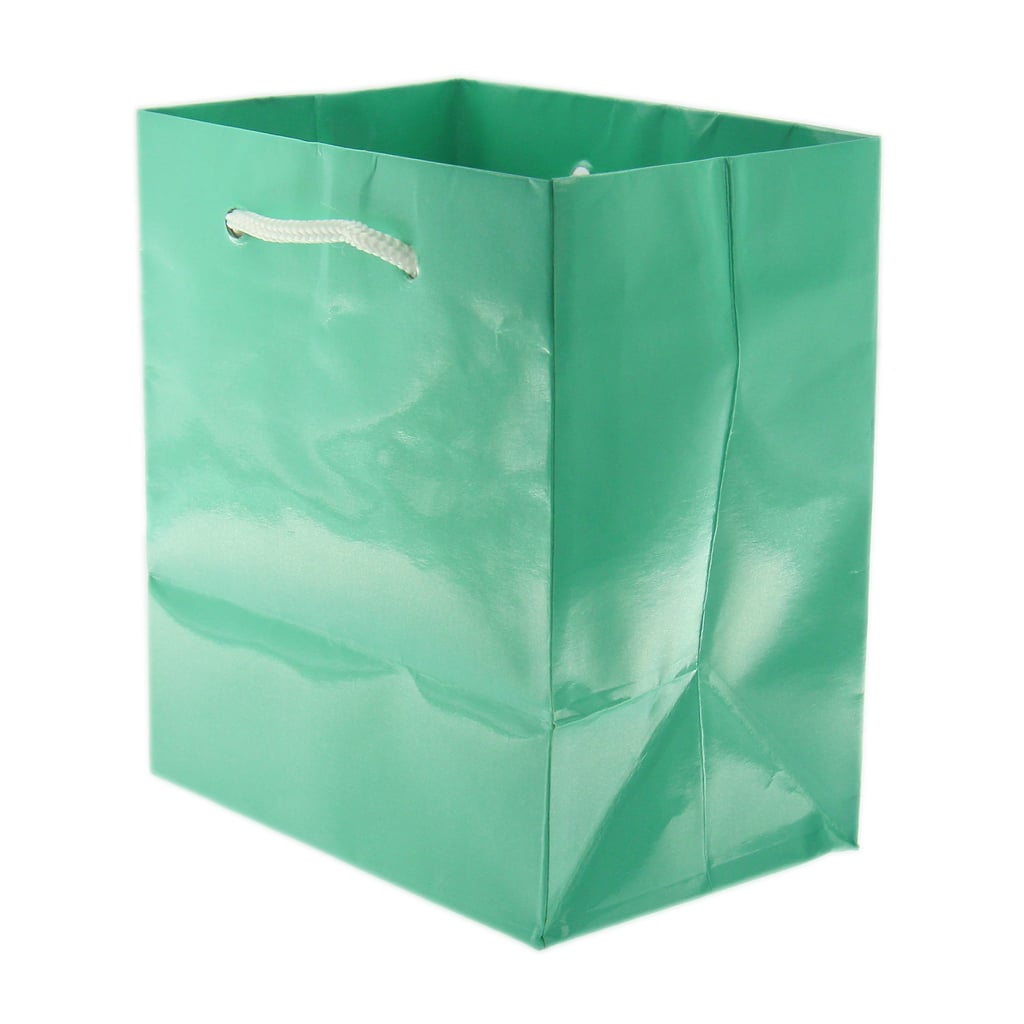 Download 3x3.5 Teal Blue Tote Gift Bags Glossy Paper Shopping Bag ...