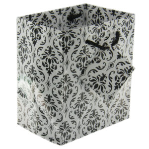 4.75x6.75 Damask Tote Gift Bags Glossy Paper Shopping Bag With Handle