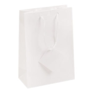 3x3.5 White Tote Gift Bags Glossy Paper Shopping Bag With Handle