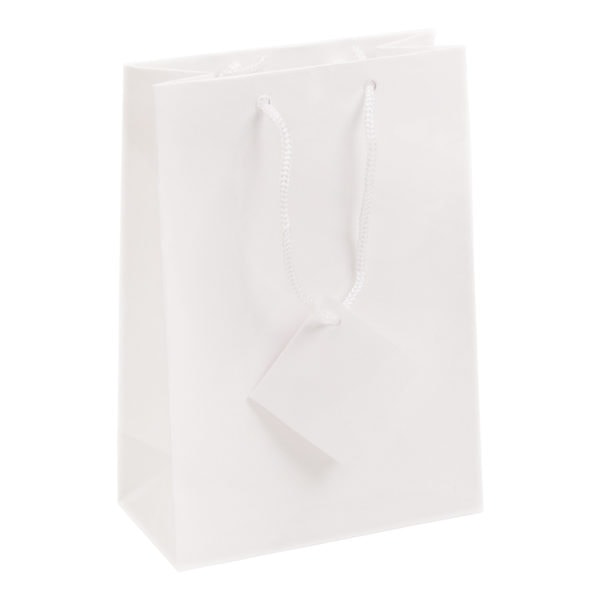 3x3.5 White Tote Gift Bags Glossy Paper Shopping Bag With Handle