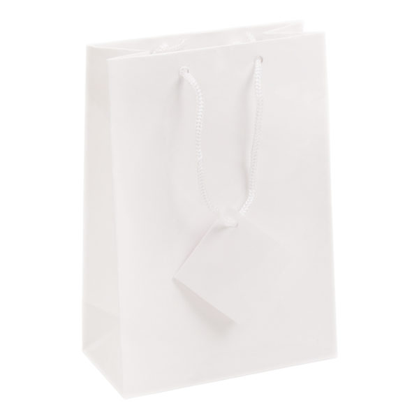 4.75x6.75 White Tote Gift Bags Glossy Paper Shopping Bag With Handle