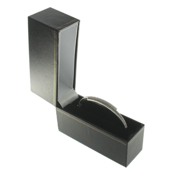 Black Leather Classic Bangle Watch Box Display Jewelry Gift Box