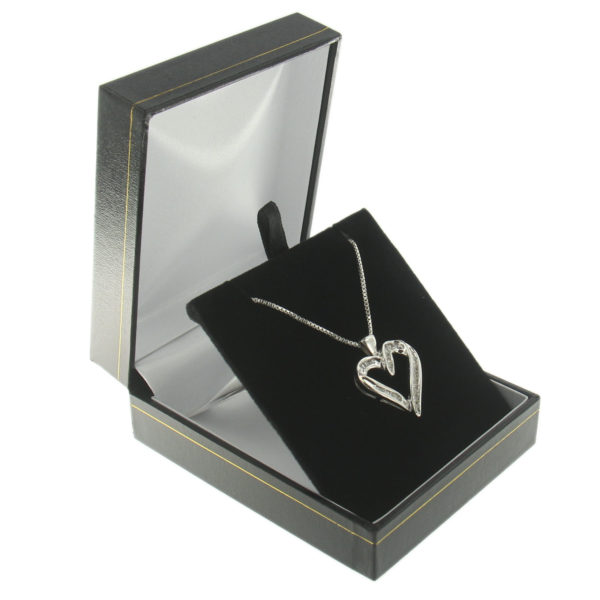 Black Leather Classic Pendant Box Display Jewelry Gift Box