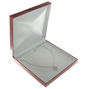 Red Leather Classic Large Necklace Box Display Jewelry Gift Box