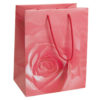 4x4.5 Pink Rose Tote Gift Bags Glossy Paper Shopping Bag With Handle