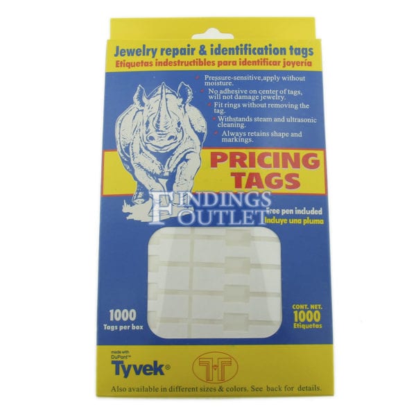 Rhino Square White Standard Sticker Jewelry Price Tags 1000 Pcs Pack