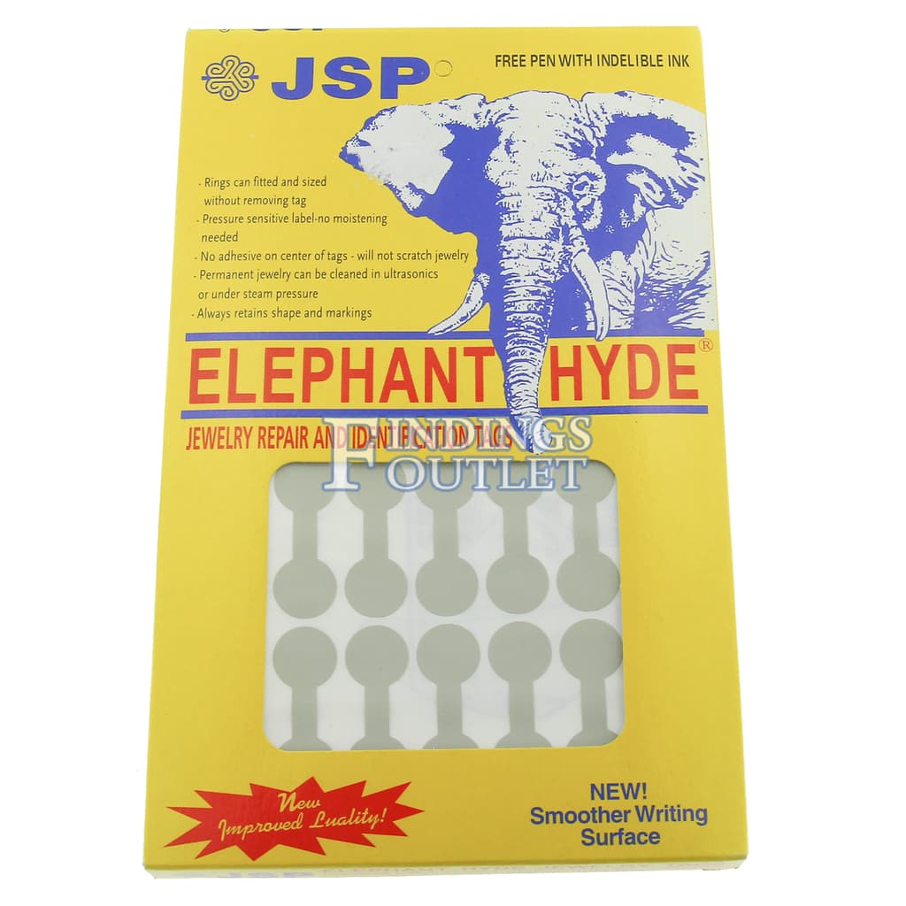 1-3/4" Jewelry Labels ~ Dumbbell Style 11x45mm JSP Elephant Hyde TagsRing 