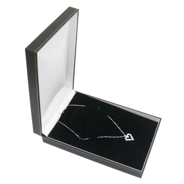 Black Leather Classic Chain Necklace Box Display Jewelry Gift Box