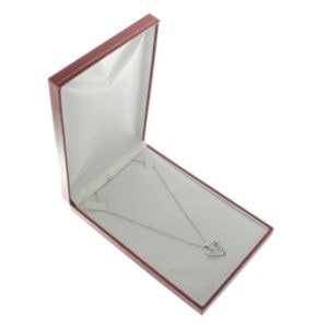 Red Leather Classic Medium Necklace Box Display Jewelry Gift Box