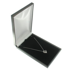 Black Leather Classic Medium Necklace Box Display Jewelry Gift Box
