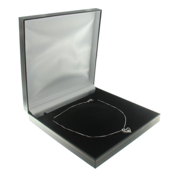 Black Leather Classic Large Necklace Box Display Jewelry Gift Box