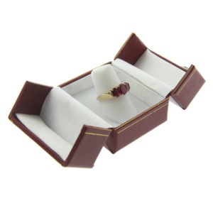 Red Leather Double Door Ring Finger Box Display Jewelry Gift Box