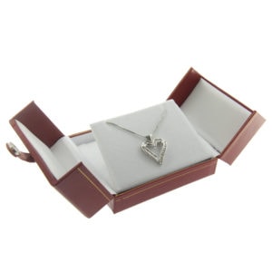 Red Leather Double Door Large Earring Box Display Jewelry Gift Box