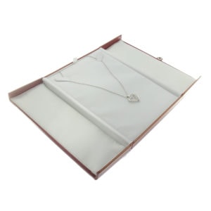 Red Leather Double Door Necklace Box Display Jewelry Gift Box