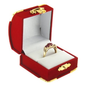 Red Velvet Treasure Chest Ring Box Display Jewelry Gift Box