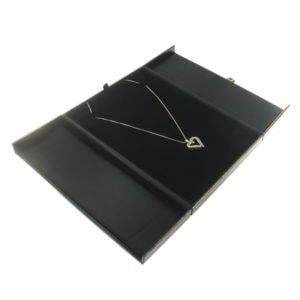Black Leather Double Door Necklace Box Display Jewelry Gift Box