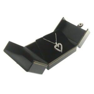 Black Leather Double Door Pendant Box Display Jewelry Gift Box