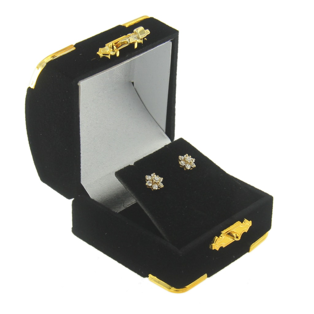 Black Velvet Treasure Chest Earring Box Display Jewelry Gift Box 1 Dozen -  Findings Outlet