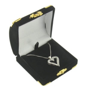 Black Velvet Treasure Chest Pendant Box Display Jewelry Gift Box