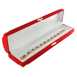 Red Velvet Treasure Chest Bracelet Box Display Jewelry Gift Box