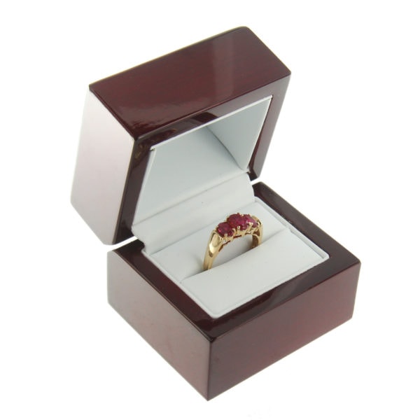 Cherry Rosewood Wooden Ring Box Display Jewelry Gift Box