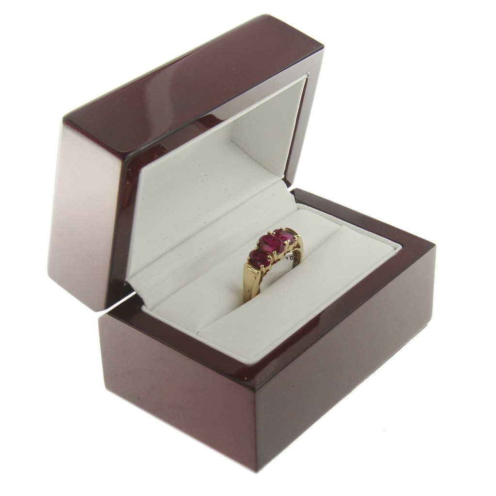 12 Cherry Rosewood Wood Wooden Double Ring Jewelry Box 