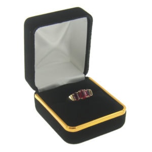 Black Velvet Gold Trim Ring Box Display Jewelry Gift Box