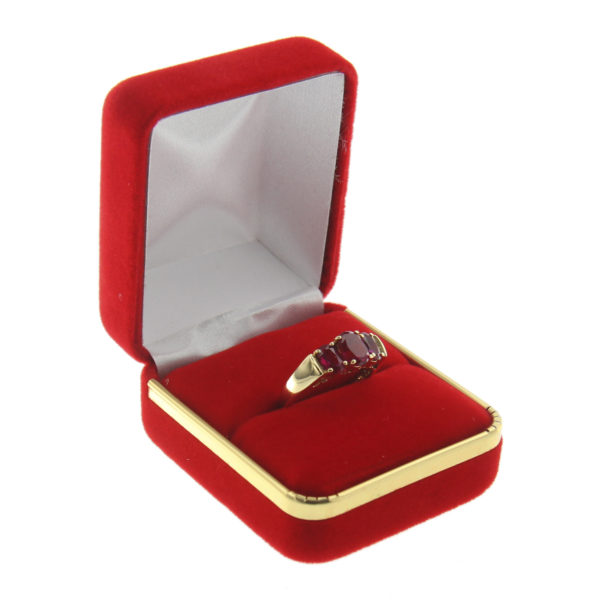 Red Velvet Gold Trim Ring Box Display Jewelry Gift Box