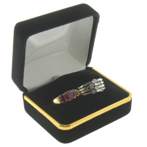 Black Velvet Gold Trim Double Ring Box Display Jewelry Gift Box