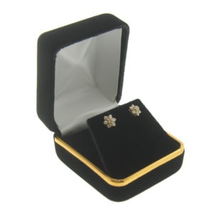 Black Velvet Gold Trim Earring Box Display Jewelry Gift Box