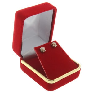 Red Velvet Gold Trim Earring Box Display Jewelry Gift Box